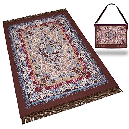RAMODESTY Set : alfombra de oración de alta calidad, incluye bolsa de viaje (marrón).
