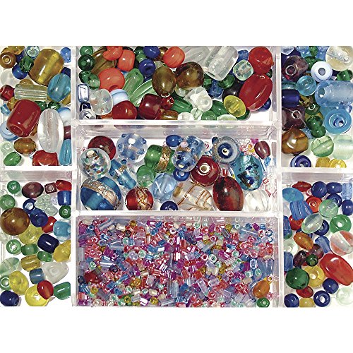 Rayher Cuentas de Cristal, coloreado, Colores y tamaños mixtos, caja 115g
