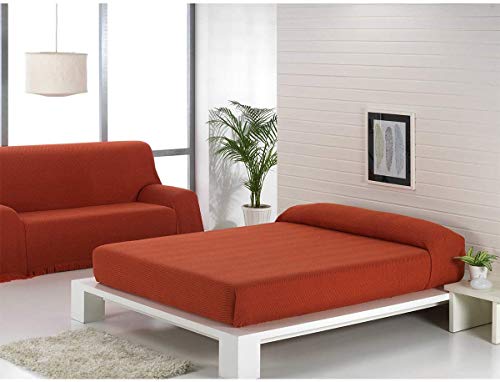 Regalitostv (230 Teja/Naranja) SEDELLA* Colcha Multiusos Foulard Plaid Liso para Cama o sofá Garantizada Fabricado EN ESPAÑA (230_x_260_cm, Teja/Naranja)