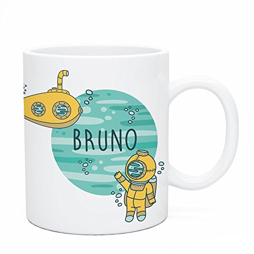 Regalo Original Taza de plástico Infantil Personalizada con Nombre y Submarino para la Vuelta al Cole 33cl