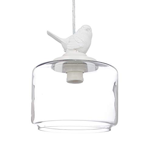Relaxdays Lámpara de techo, Decorada con un pájaro, Vintage, E27, Transparente