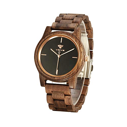 Relojes de Madera para Hombre y Mujer, Nogal Natural/Madera de Cebra VICVS Cronógrafo de Cuarzo japonés, Correa Ajustable, Deportes Militares y Ocio (Walnut) Relojes de Madera para Hombre y Mujer, Nogal Natural/Madera de Cebra VICVS Cronógrafo de Cuarzo japonés, Correa Ajustable, Deportes Militares y Ocio (Walnut)