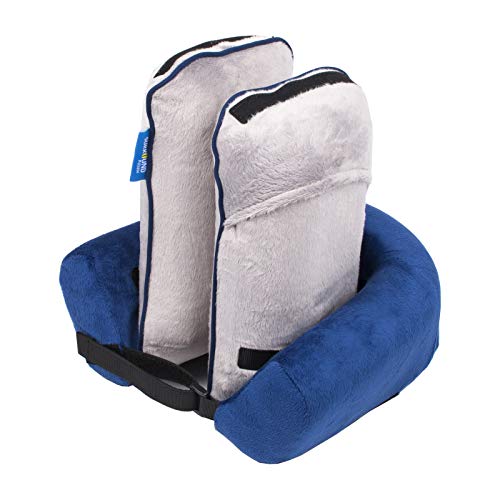 Roamwild Surround Travel Pillow EVO - Almohada de cuello y cabeza, barbilla y soporte para cabeza ajustable, diseño de Invención británica (azul marino)