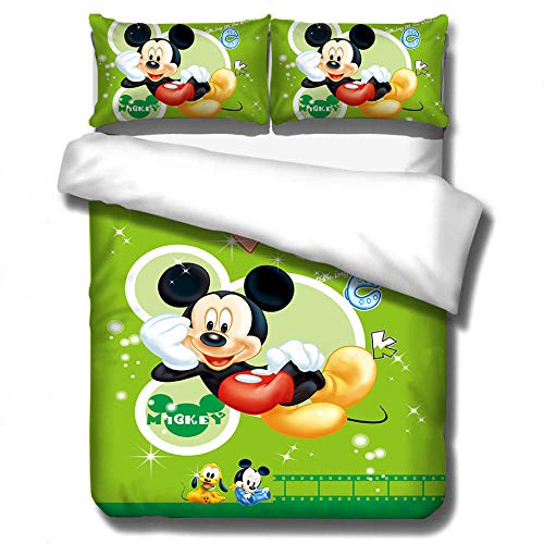 Ropa de cama de plumas de Mickey Mouse de dibujos animados en 3D, fundas de edredón textiles suaves y cómodas y fundas de almohada para dormitorios de adolescentes y niños-3_140 * 210 cm (2 piezas)
