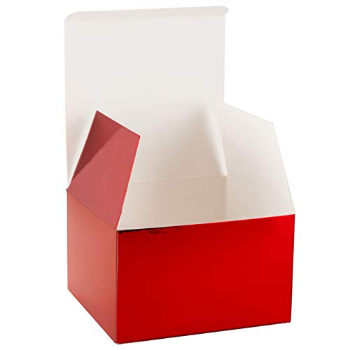RUSPEPA Caja De Regalo Caja De Cartón con Tapas para Pulseras, Joyas Y Pequeños Regalos - 10,5 X 10,5 X 5,2 cm - Paquete De 30 - Papel De Aluminio Rojo
