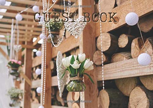 Rustic Guest Book Wedding: Guest Book For Rustic Wedding. Guest Book Weddings. Guest Book For Small Weddings. Wood Logs And Flowers Print.