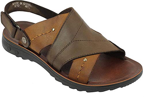 Sandalias de cuero genuino para hombre marrón para caminar mulas resbalón en zapatos tamaño 6 7 8 10 11, color Marrón, talla 39 1/3 EU