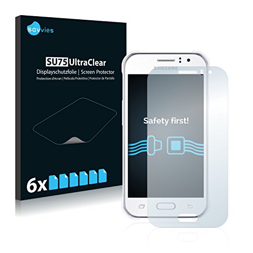 savvies Protector Pantalla Compatible con Samsung Galaxy J1 Ace (6 Unidades) Pelicula Ultra Transparente