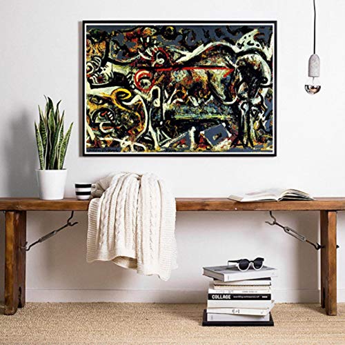 shuimanjinshan Póster de Jackson Pollock, Pintura Moderna Abstracta, Cuadros artísticos de Pared para Sala de Estar, Impresiones de decoración del hogar 40x60cm Sin Marco P-236