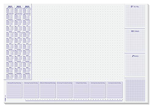 Sigel HO355 Vade, bloc de notas, diseño planning semanal con horarios y calendario trianual, A2 (59,5 x 41 cm), azul y blanco, 30 hojas Sigel HO355 Vade, bloc de notas, diseño planning semanal con horarios y calendario trianual, A2 (59,5 x 41 cm), azul y blanco, 30 hojas