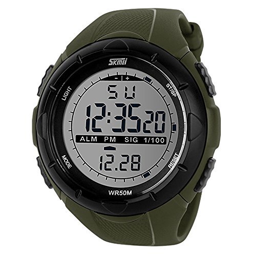 Skmei - Reloj deportivo para hombre (pantalla digital LED, resistente al agua), color verde