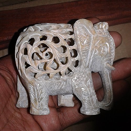 Soapstone Undercut Elephant Inside a Elephant Handmade Home Decor Art 3x4 Inch Quantity:1 piece Size :3x4inch height