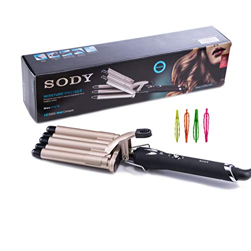 Sody SD5003 - Plancha para el pelo con 5 agujas, placa de ondas estrechas para rizar anchas, onduladas, plancha para el pelo con tres ramas inferiores y dos ramas superiores