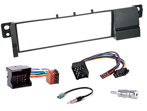 Sound-way Kit Montaje Autoradio, Marco 1 DIN Radio de Coche, Cable Adaptador Conector ISO, Adaptador Antena, Compatible con BMW Serie 3 E46, E36 Sound-way Kit Montaje Autoradio, Marco 1 DIN Radio de Coche, Cable Adaptador Conector ISO, Adaptador Antena, Compatible con BMW Serie 3 E46, E36
