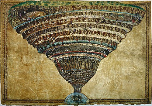 Spiffing Prints Sandro Botticelli - La Carte de l'Enfer World Map - Large - Matte Print