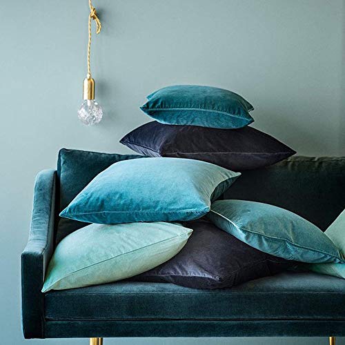 Stephen Cushion Cover - 2017 Fashion Colors Blue Peacock Green Peacock Turquoise Blue High End Fine Velvet Cushion Cover Pillow Case - by 1 PCs