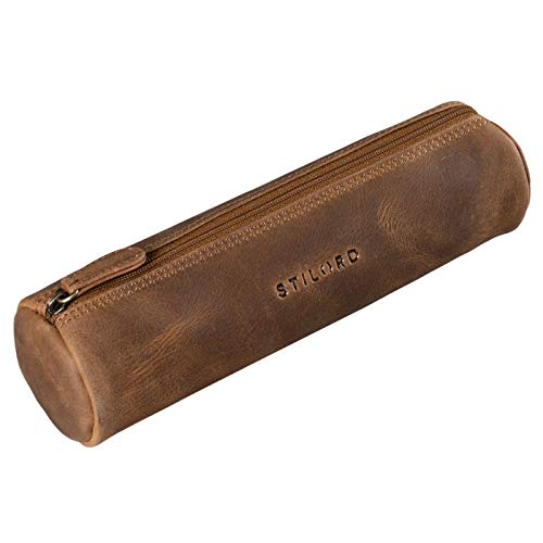 STILORD 'Miller' Estuche Redondo Piel Vintage Bolsa para Lápices y Bolígrafos Estuche Escolar Pencil Case Roll Portatodo para Hombre Mujer Cartuchera de Cuero, Color:marrón - Medio STILORD 'Miller' Estuche Redondo Piel Vintage Bolsa para Lápices y Bolígrafos Estuche Escolar Pencil Case Roll Portatodo para Hombre Mujer Cartuchera de Cuero, Color:marrón - Medio