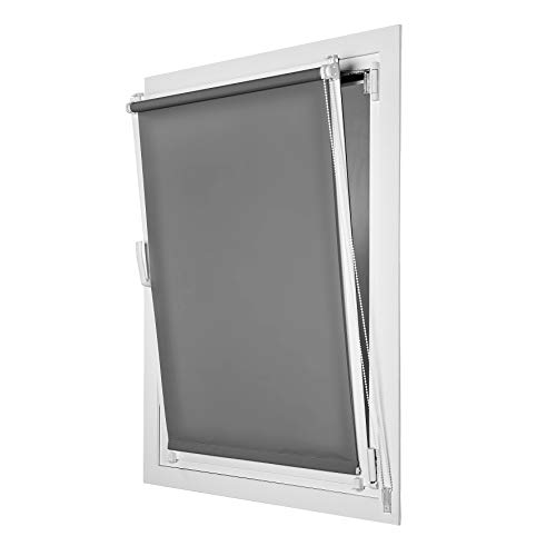 STORESDECO Estor Enrollable traslúcido EasyFix, fácil instalación sin taladrar, Ideal para Ventanas abatibles (90 cm x 180 cm, Gris)