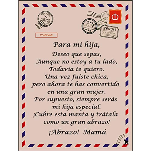taianle para Mi Hija Manta de Mamá Letras en Español Manta Cumpleaños de Navidad Ocasiones Especiales Regalo Franela Felpa Cama Tiro Invierno Cálida Manta de Correo Suave 59. 1 * 86. 6 taianle para Mi Hija Manta de Mamá Letras en Español Manta Cumpleaños de Navidad Ocasiones Especiales Regalo Franela Felpa Cama Tiro Invierno Cálida Manta de Correo Suave 59. 1 * 86. 6