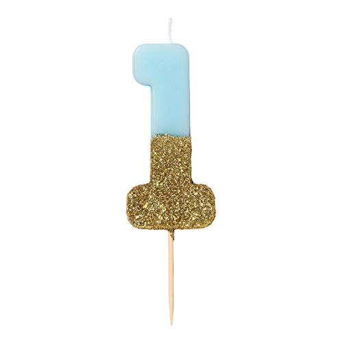 Talking Tables We Heart Birthdays Glitter Number Candle 1, Blue