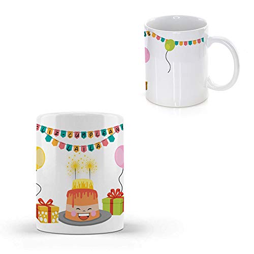 Taza PERSONALIZADA con Nombre y con Diseño CUMPLEAÑOS · Tazas de Ceramica Personalizadas a Todo Color (360º alrededor de la Taza) de 350 ml · Regalo de Cumpleaños para Amigos, Familiares, Pareja, etc