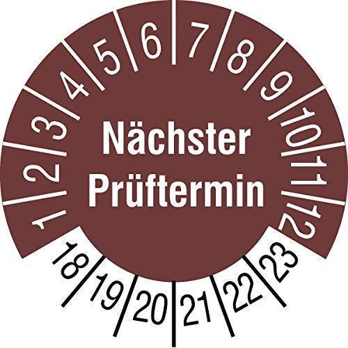 te-office 84 piezas sello prueba siguiente prüftermin 18 – 23 4 colores en cada 7 Curve disponibles 30 mm diámetro laminado resistente a la abrasión, color NP 18-23 Brown