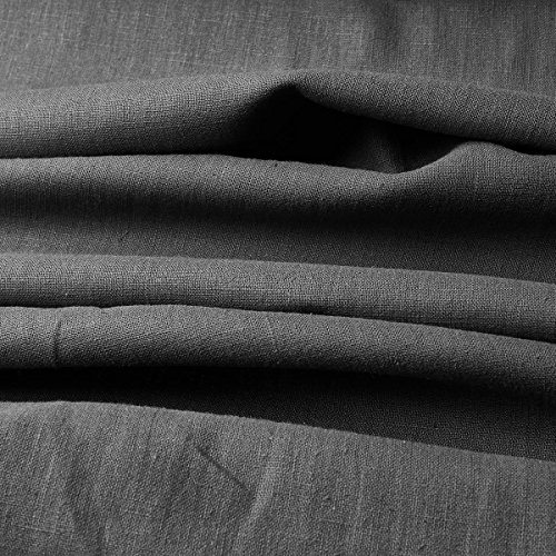Tela de lino natural - 100% lino puro - Gran textura de lino - 20 colores - Por metro (Gris ratón)