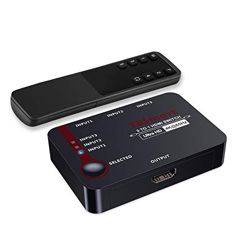 TESmart HDMI Switch, Conmutador HDMI 3 Entradas 1 Salida HDMI Switch 3x1 4K @ 60Hz 4: 4: 4 HDMI (Negro)
