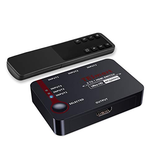 TESmart HDMI Switch, Conmutador HDMI 3 Entradas 1 Salida HDMI Switch 3x1 4K @ 60Hz 4: 4: 4 HDMI (Negro) TESmart HDMI Switch, Conmutador HDMI 3 Entradas 1 Salida HDMI Switch 3x1 4K @ 60Hz 4: 4: 4 HDMI (Negro)