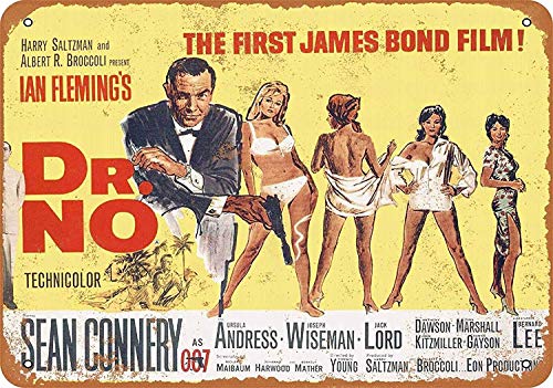 The First James Bond Film Placa Vintage Metal Cartel de Chapa Cartel Póster de Pared Decorativas Hojalata Signo para Café Bar Película Regalo Boda Cumpleaños