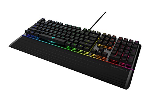 ThunderX3 AK7CHB - Teclado gaming mecánico (RGB 16.8 millones de colores, 11 efectos de luz, tiras Led en la parte superior e inferior, switch Cherry AZUL, teclas macro programables) color negro