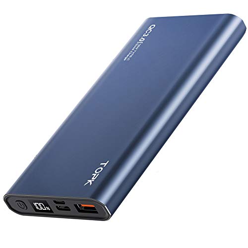 TOPK Batería Externa 10000mAh PD Carga Rápida Power Bank con Tipo C Entrada y Salida Cargador Movil Portátil, Pantalla LED Digital, para iPhone Samsung Xiaomi Huawei y más Smartphone, Azul