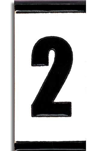 TORO DEL ORO Números casa exterior - Placa Puerta - Cerámica esmaltada - Pintados a Mano con la técnica de la cuerda seca - Nombres y direcciones - Modelo Polo 5,5 cms x 10,5 cms (Número Dos"2")