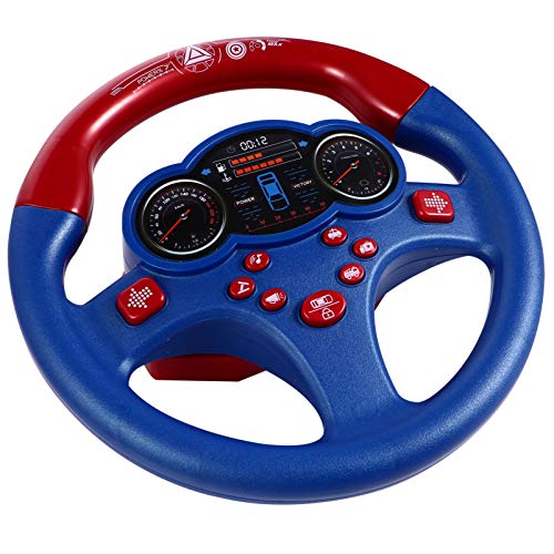 TOYANDONA Volante de Juguete Conducción Simulada Portátil Volante Copiloto Juguete Juguete Educativo para Niños Pequeño Regalo de Juguete Volante Divertido Volante Interactivo Azul