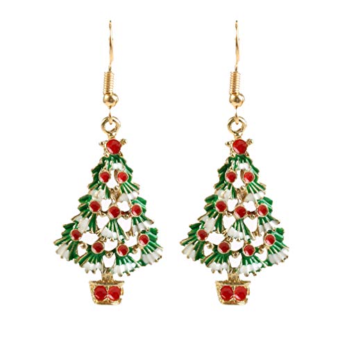 Toyvian 2 pares de pendientes de árbol de navidad - decoración navideña pendientes de diamantes de imitación brillantes pendientes de navidad para damas niñas