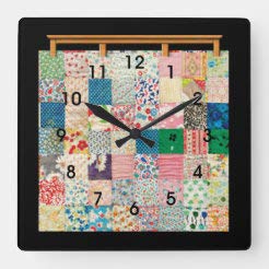 Traasd11an 15 Inch Silent Non-Ticking Wall Clock, Battery Operated Vintage Patchwork Quilt Wooden Clock for Kitchen Home Living Room Office Bathroom