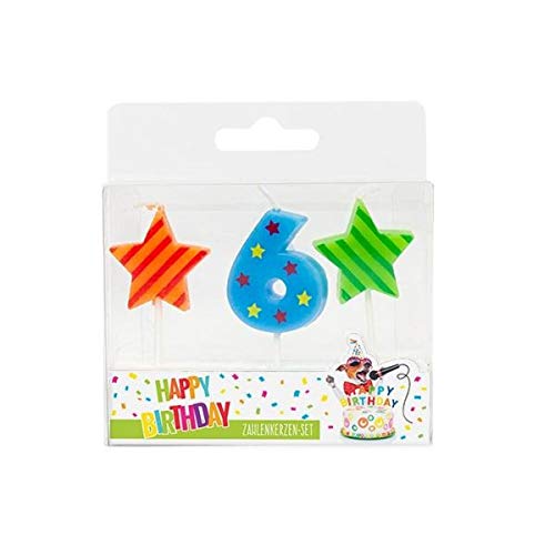 Trendhaus Happy 949288 - Velas de cumpleaños con número 6 (3 unidades)