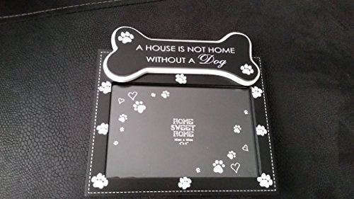 Una casa no es un home sin un perro blanco y negro de huellas marco de fotos de mascotas Una casa no es un home sin un perro blanco y negro de huellas marco de fotos de mascotas