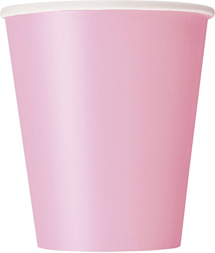 Unique Party- Paquete de 14 vasos de papel, Color rosa claro, 266 ml (30883)