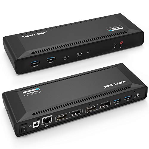 USB C Bases de Conexión Docking Station, WAVLINK Dual 4K Docking Station con suministro de energía de 60W,Dual 4K@60Hz,Single 5K@60Hz,2xDisplay Port 1.2,2xHDMI 2.0,4xUSB 3.0,2x Type C,Gigabit Ethernet USB C Bases de Conexión Docking Station, WAVLINK Dual 4K Docking Station con suministro de energía de 60W,Dual 4K@60Hz,Single 5K@60Hz,2xDisplay Port 1.2,2xHDMI 2.0,4xUSB 3.0,2x Type C,Gigabit Ethernet