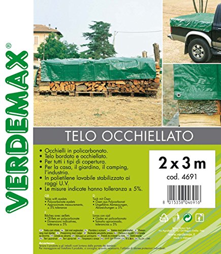Verdemax 4691 90 g / m² lona de 2 x 3 m con ojales - verde