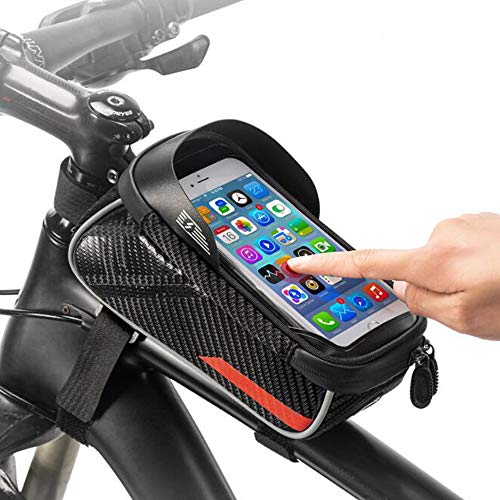 VOANZO Bolsa para Cuadro de Bicicleta Bolsa para Manillar de Bicicleta Paquete de Ciclismo con Tubo Delantero Impermeable para Bicicleta con Gran Capacidad, Tacto Sensible para iPhone de 7 Pulgadas
