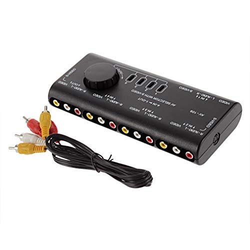 WEQQ Selector de Divisor de conmutador de señal de Audio y Video AV 4 en 1 Selector de 4 vías (Negro)