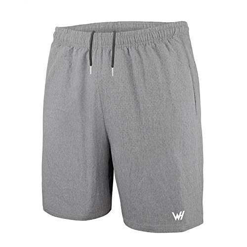 WHCREAT Pantalones Cortos para Hombre con Diseño de Malla para Entrenamiento Deportivo en el Gimnasio Ligero Gris M
