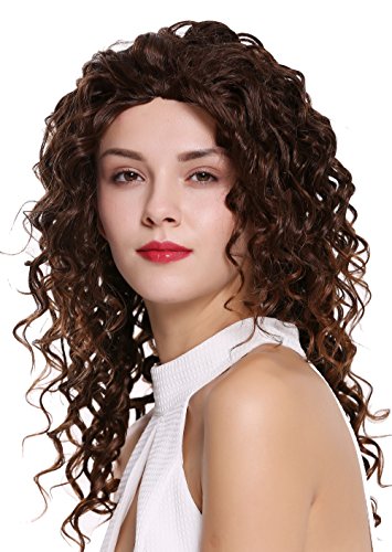 WIG ME UP- AG-2T30 peluca de mujer peluca 3/4 media peluca pelo largo rizado castaño marrón mix 55 cm