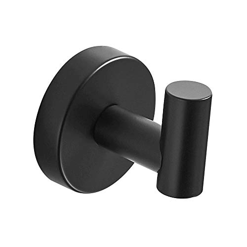 WOMAO - Toallero de acero inoxidable con acabado en negro mate para taladrar, montaje en pared, diseño simple con longitud de 30 cm, acero inoxidable, negro, Towel Hook