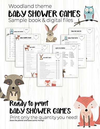 Woodland theme - Baby shower games - Sample book & digital files - Ready to print baby shower games - Print only the quantity you need! Save the ... some money!: For unisex baby shower party: 1
