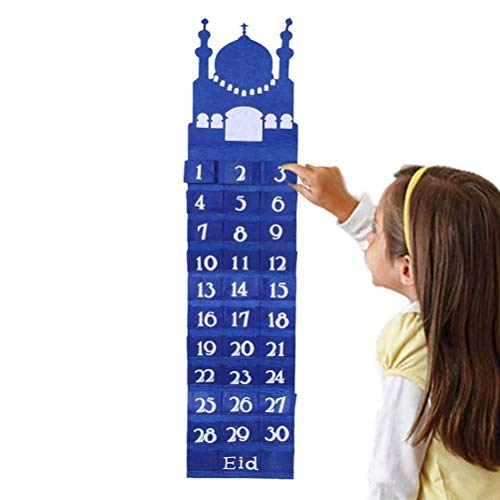 Wosiky Eid Ramadan Countdown Calendario de Fieltro Decoraciones de Mubarak Ornamento Regalo para Fiesta de niños