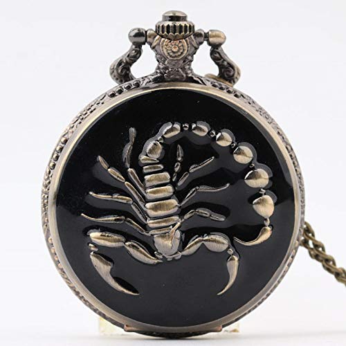 XVCHQIN Bolsillo Personalizado ; Fob Watch Bronce Animal Scorpion Cuarzo Reloj de Bolsillo Collar Colgante Reloj Cadena Reloj de Navidad Regalo, Bronce