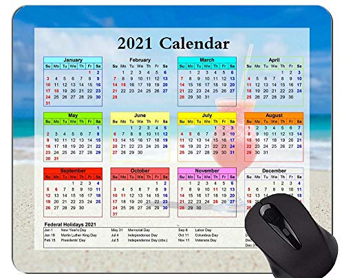 Yanteng Alfombrilla para ratón con Calendario Colorido del año 2021, Cierre de Alfombrillas para Bebidas de cóctel